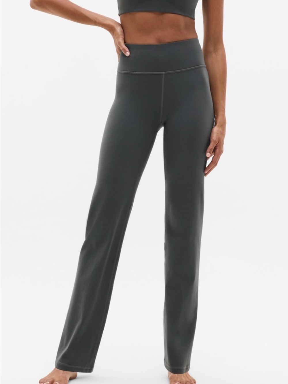 Athleta Elation Ultra High Rise Straight Leg Pant, Shadow Gray, Size L